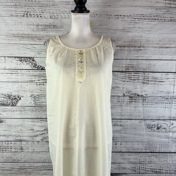 Vintage Katz 2pc Nightgown House Coat Robe Set sz Small Yellow Floral Embroidery - Picture 12 of 16